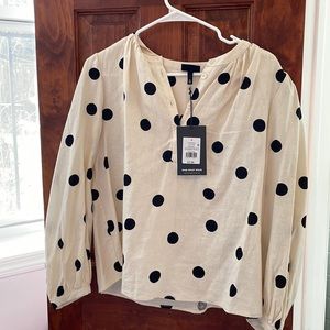 White and black polka dot dress shirt